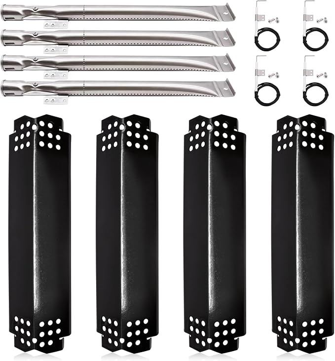 Hiorucet Grill Replacement Parts for Home Depot Nexgrill 4 Burner 720-0830H, Nexgrill Parts 720-0783E 720-0888 720-0888N 720-0864 720-0864M, Porcelain Steel Heat Plates, Burners and Igniter 720-0830H.