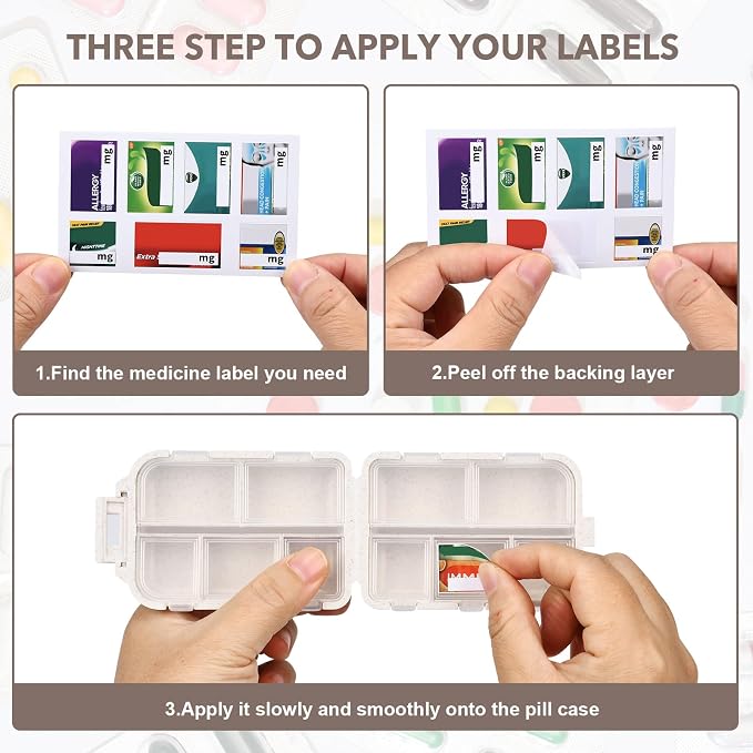 Large Medicine Pill Organizer with 189 Labels, Travel Medicine Kit Travel Pill Case Purse Organizer Pill Organizer for Purse (Beige, 1 Pack)