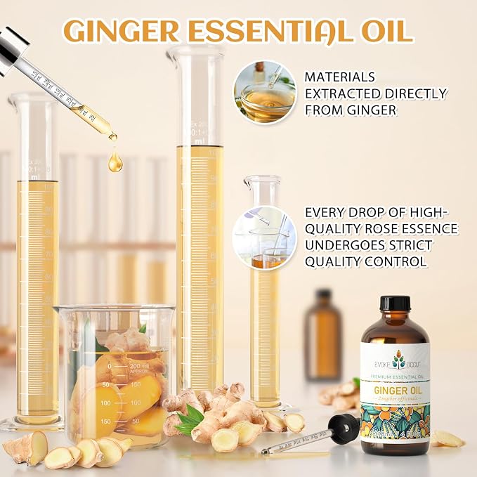 EVOKE OCCU Ginger Oil for Mental Clarity, Relieve Soreness, Hair Nourishment, Add to Diffuser and Spray - 4 Fl Oz