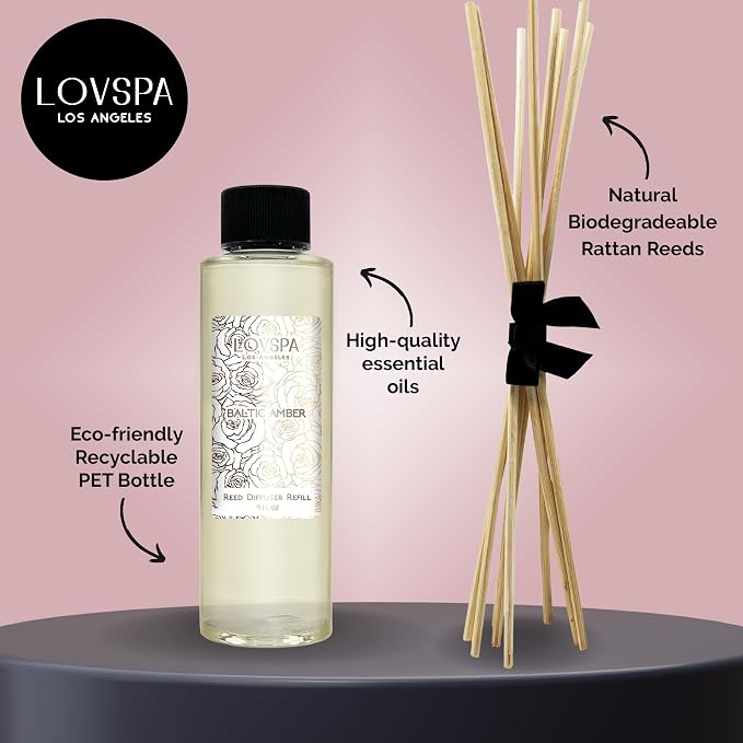 Baltic Amber Diffuser Oil - Luxury Essential Oils for Diffuser Refill & Air Freshener Room Spray - Long-Lasting & Natural Home Fragrance, Scented Oil for Diffusers, USA Made, 4oz