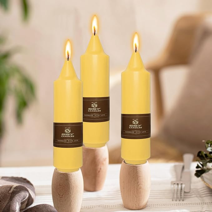 Beeswax Taper Candles 5 inch Natural Beeswax Taper Candlesticks 4 PCS Short Candle Smokeless Tapered Candle for Dinner Party Decoration Gift - 8 Hour Burn Time