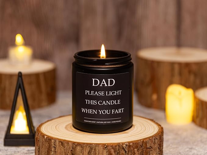 Sandalwood Soy Wax Candle, 7OZ - Dad Birthday Gift, Gifts for Daddy, Dad Gifts from Daughter & Son, Daddy Please Light This Candle When You Fart