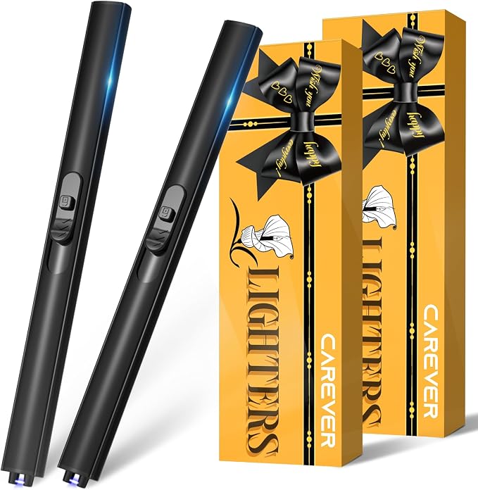 Candle Lighter Stocking Stuffers for Women Men: 2Pack Electric Plasma Arc USB Rechargeable Lighters for Grill Home Kitchen BBQ Camping Cool Gadget Christmas Birthday Gifts for Mom Women Men Adults Her