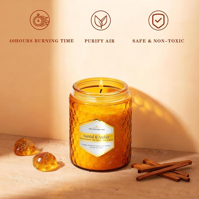 6 Pack Amber Glass Scented Candles for Home Scented, 5.5 Oz Each Soy Wax Candles, Lavender Sage Candles, Luxury Home Decor Gift Set for Women Birthday Christmas