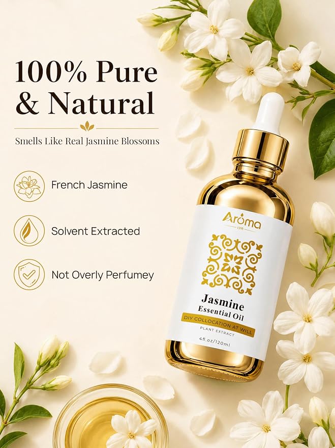 Jasmine Essential Oil 4 Fl Oz | Smells Like Real Jasmine Blossoms