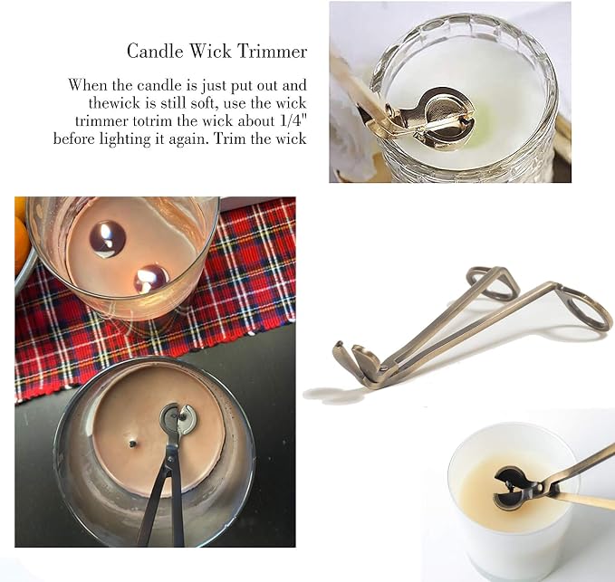 Candle Wick Trimmer, Candle Cutter Wick Clipper Cutter, Polished Stainless Steel Scissors Tool, Oil Lamp Candle Accessories for Scented Candles Lovers(Bronze)