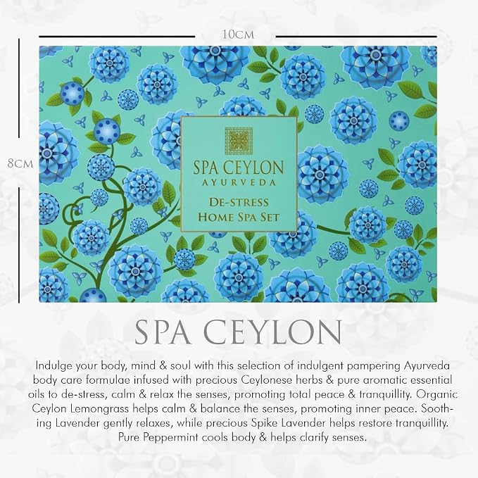 SPA CEYLON De-stress Home Spa Set, Ayurvedic Spa Gift Kit, Natural Pampering Set