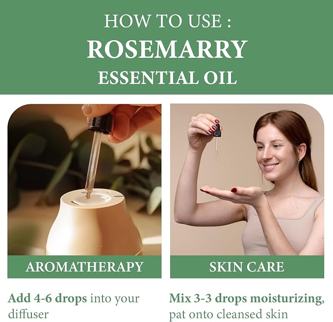 Rosemary Essential Oil | Pure Aromatherapy Oil for Diffusers, Hair Growth, Skin, Scalp Care, Massage | Refreshing Hair Oil for Women & Men | Natural Essential Oil for Diffuser | 4 Fl Oz (120 mL)