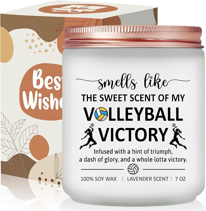 Volleyball Gifts for Teen Girls, Women - Volleyball Gifts for Players, Team, Coach, Mom - Volley Ball Senior Night Themed Presents, Accessories and Stuff - Lavender Scented Candle