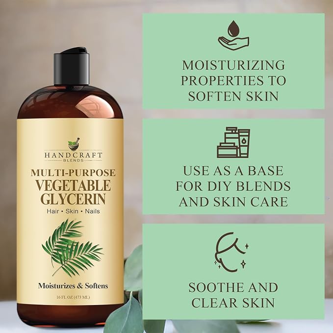 Handcraft Blends Vegetable Glycerin/Glycerine - for DIY Blends 16 Fl Oz - 100% Pure and Natural - Premium Grade Oil for Skin and Hair - Hair and Body - Massage