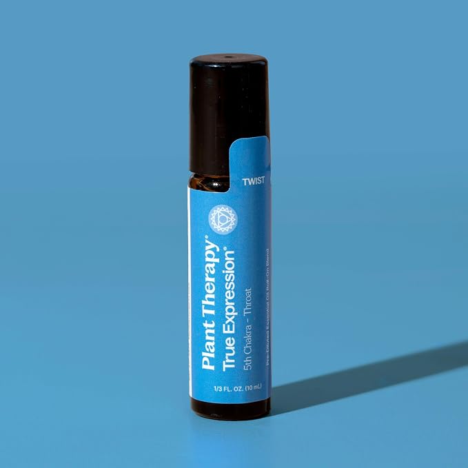 Plant Therapy Chakra 5 True Expression Essential Oil Blend (Throat Chakra) Pre-Diluted Roll-On 10 mL (1/3 oz) 100% Pure