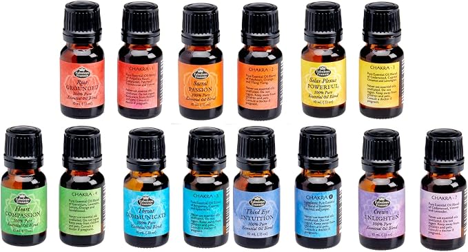 Fabulous Frannie Chakra Complete Set of 7 Pure Essential Oil Blends Grounded, Passion, Powerful, Compassion, Communicate, Intuition and Enlighten .33oz