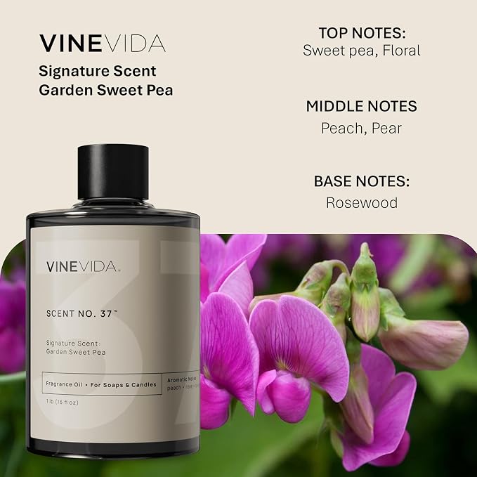 VINEVIDA [16oz] Garden Sweet Pea Fragrance Oil for Candle and Soap Making - Made in USA Natural Scents