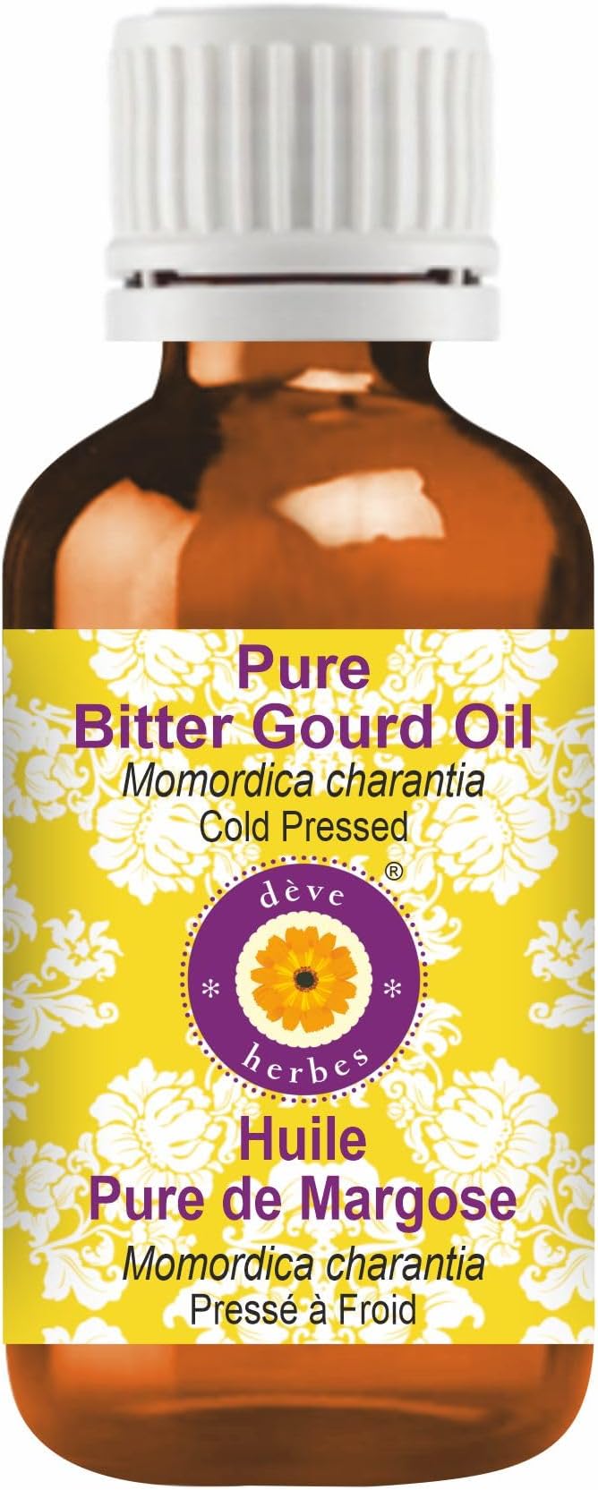 Deve Herbes Bitter Gourd Oil (Momordica charantia) | Cold Pressed | Pure | Natural | Undiluted | For Diluting Essential oils | For Skin & Massage | Non-Sticky | Lightweight | Unisex | 15ml (0.50 oz)