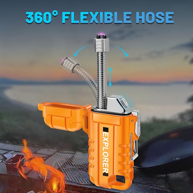 Lafagiet USB C Rechargeable Lighter, 360° Flexible Neck, Wind & Water Proof, Electric Arc Lighters for Candle, Camping