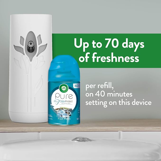Air Wick Automatic Air Freshener Spray Refill, 1ct, Fresh Waters, Odor Neutralization, Essential Oils 5.89 ounce (Pack of 6)