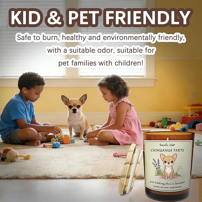 Chihuahua Candle Gifts for Women - Chihuahua Dog Farts Candle Dog Mom Decor Themed Gifts for Women for Pet Lovers Crafted by Natural Soy Wax Lavender Scented Candle ecoration for Birthday