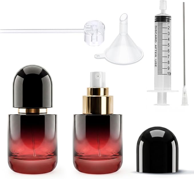 Glass Perfume Bottle Empty Refillable Cologne Sprayer with Upgraded Fine Mist Atomizer, Perfume Spray Container with 3 Easy-Fill Transfer Tools for Fragrance Essential Oils (1.7, ounces)