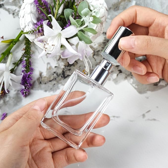 30ml/1.0 Oz Glass Spray Bottle Perfume Atomizer,Travel Refillable Perfume Bottles Empty Classic Spray Bottle 2Pack (Silver, 30ml)