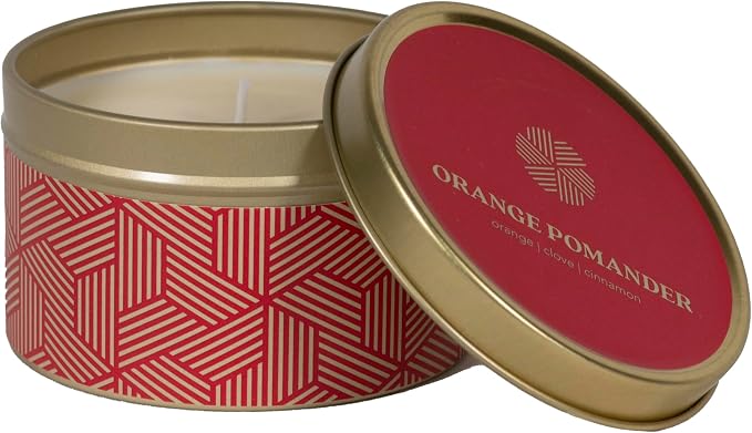 GoodLight Paraffin-Free Scented Candle in Stylish Tin (Orange Pomander, 6 oz)
