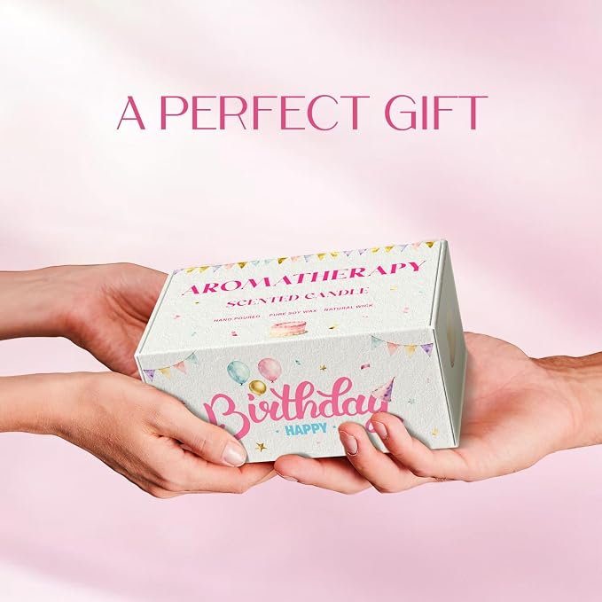 Birthday Candle, Scented Candles Gifts for Women, Soy Candle Gift Set, Pink Birthday Candles, 2 Pack Sweet Aromatherapy Candles for Celebration & Relaxing