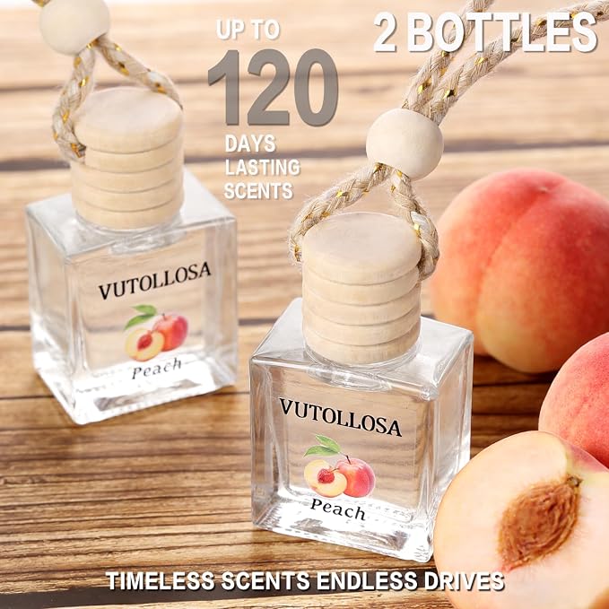 2-Pack Car Air Fresheners, Car Deodorizer, Juicy Peach Air Freshener Long Lasting Hanging Car Air Freshener for Men and Women, Car Scent Diffuser by VUTOLLOSA
