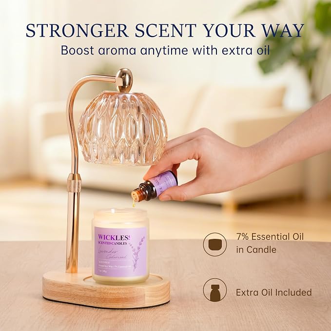 Lavender Cedarwood Wickless Candle for Candle Warmer Lamp with 10ml Essential Oil for Custom Aroma, Flameless Non-Toxic Soy Scented Candle for Home, Mother's Day or Birthday Gift for Women & Men