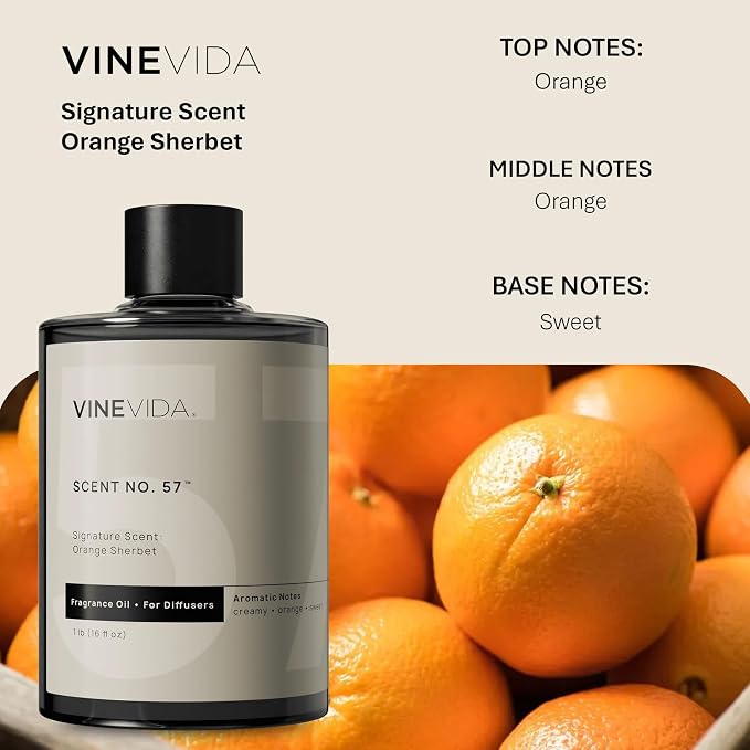 VINEVIDA [16 Fl Oz] Orange Sherbet Fragrance Oil for Cold Air Diffusers, Essential Oils for Diffuser Oil Refill & Air Freshener Room Spray