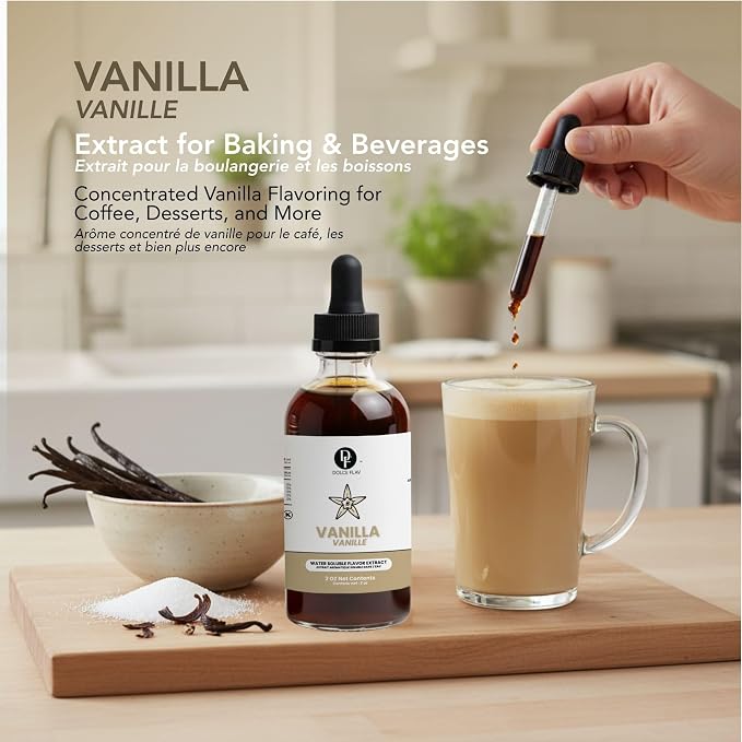 Dolce Flav Vanilla Extract – 2 Ounce Water-Soluble Kosher, Sugar-Free, Concentrated Vanilla Flavoring for Baking, Cookies & Desserts, Includes Measured Dropper