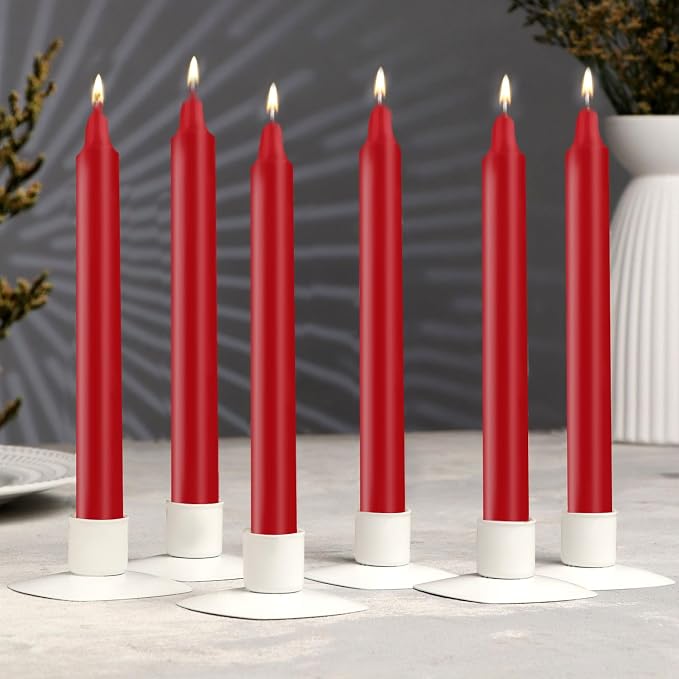 24 Pack Red Spell Chime Candles – Premium Mini Unscented Taper Candles for Rituals, Prayer, Meditation, Altar, Spells – 4" Tall – Ideal for Witches & Spiritual Practices