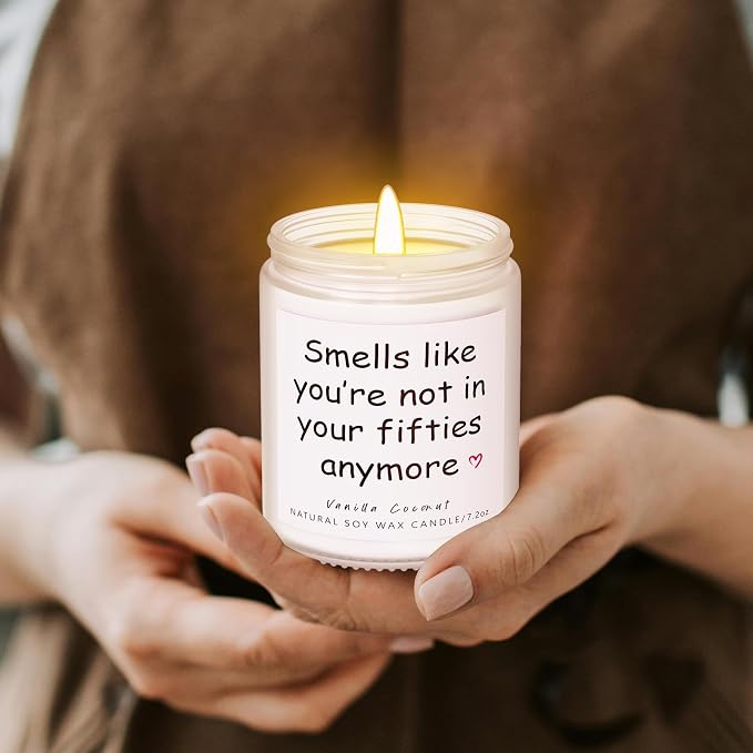 Lihome 60th Birthday Gifts for Her Him– Funny Birthday Candle & Decorations, Best Friend Gift Idea – Natural Soy Wax Vanilla Coconut Scented Candle (7oz)