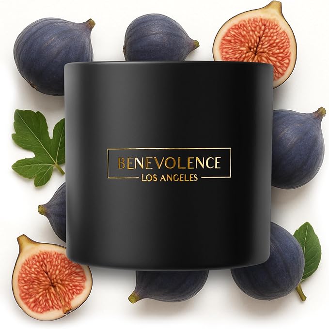Benevolence LA Premium Fig Tree Large 3-Wick Scented Candle – 45-Hour Burn – Luxury Natural Soy Candle for Home – Aromatherapy & Room Decor – 14.5oz