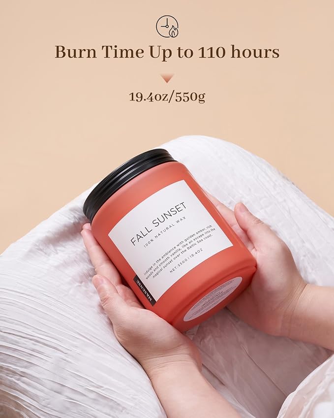 M&SENSE Amber Santal Soy Candles, Scented Candle 110 Hours Long Lasting Clean Burn Large Candle for Home Natural Organic Aromatherapy Relaxing Candle Birthday Holiday Gift for Dad Friends