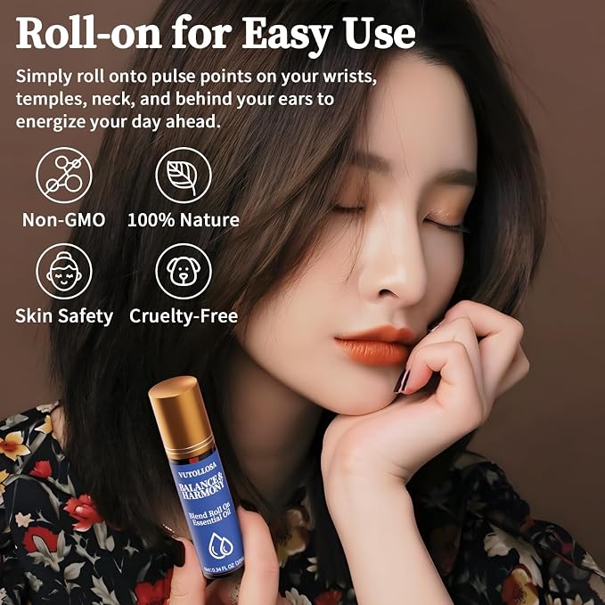 2-Pack Balance & Harmony Essential Oil Roll On | Pure Natural Essential Oil Blend | Self Care, Relaxation & Travel Gifts for Women, Teachers & Colleagues | VUTOLLOSA