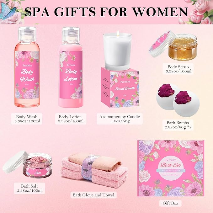 Gifts for Women SPA Gift Baskets - 9PCS Self Care Bath Set Home SPA Comprehensive Care, Luxurious Relaxing SPA Kit Holiday Birthday Gifts for Women, Mom, Lovers, Girlfriends