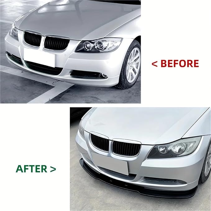 3Pcs Car Front Bumper Spoiler Lip For BMW 3 Series E90 E91 Standard 2005-2008 Glossy Black Diffuser Splitter Body Kit
