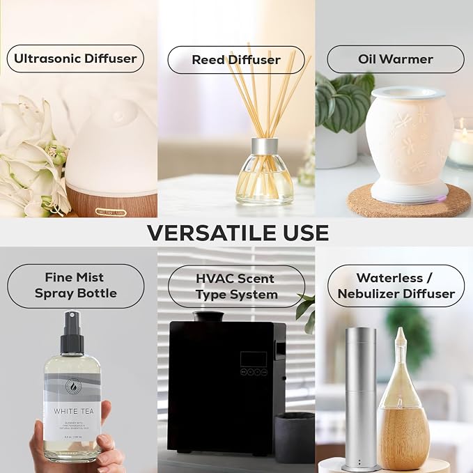 Aroma Country White Tea Diffuser Oil - Luxury Essential Oils for Diffuser Refill & Air Freshener Room Spray, Long-Lasting, Natural Fragrance and Hotel Scent for Diffusers & Machines (8.5 Fl Oz)