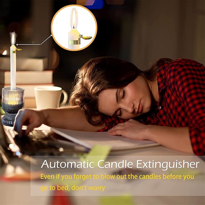 Horoper Candle Snuffer, 4 Pcs Automatic Candle Wick Snuffer Stopper, Candle Extinguisher , Candle Snuffer Clip On Kit for Candle Lovers Gold and Silver(Gold)