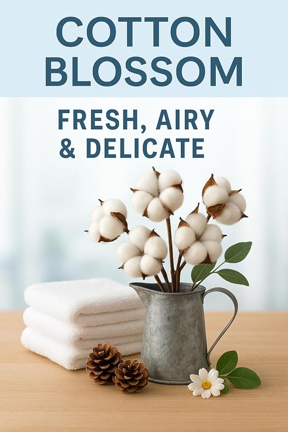 Cotton Blossom Aromatherapy Candle 12 oz | 100% All-Natural Soy Wax & Essential Oil Infused | 40+ Hour Burn Time | Pet Safe + Smoke Odor Eliminating | Handmade in U.S.A. | Non-Toxic Candles