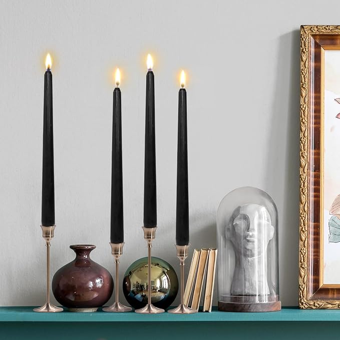 Candlesticks Long Taper Candle,Unscented 10 Inches Black Candle Sticks Smokeless Tapered Candles for Home Décor Holiday Gifts