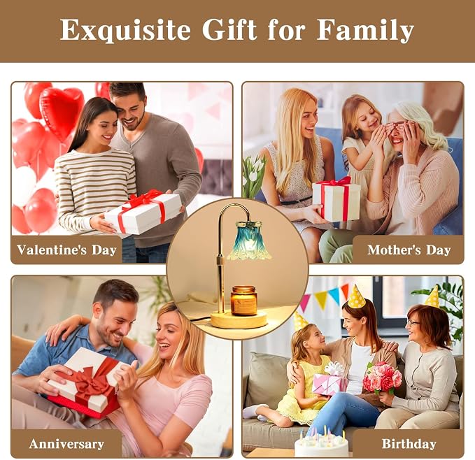 GEEZO Fragrance Candle Warmer Lamp，Electric Candle Warmer with Timer & Dimmer，Mom Christmas Birthday Gifts for Women, House Warming Gifts New Home Bedroom Decor