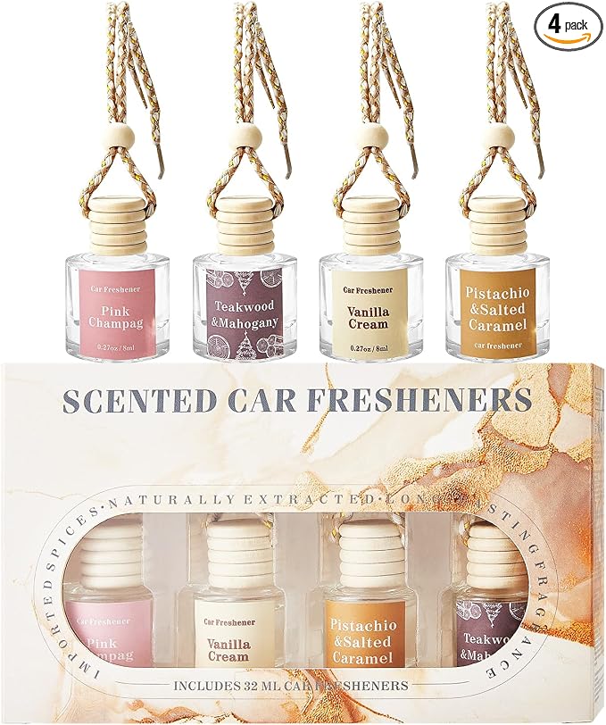 Car Air Freshener Diffuser, Hanging Car Scents Air Freshener, Car Fresheners Long Lasting, Essential Oil Diffuser, Fragrance Oil Air Diffuser, 4pcs