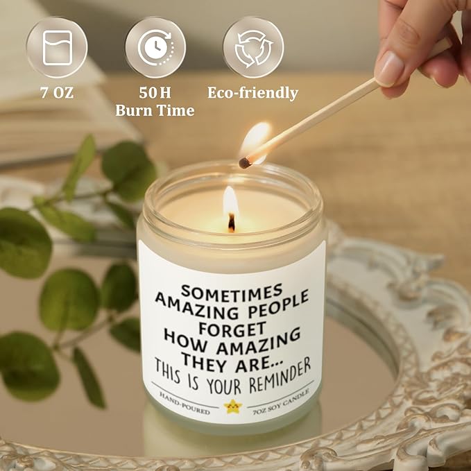 Thank You Gifts, Inspirational Gift for Women Men, Relaxing Stress Relief, You are Amazing Awesome Candle, Birthday Encouragement Appreciation Graduation Present for Friend Sister, Teacher Gifts