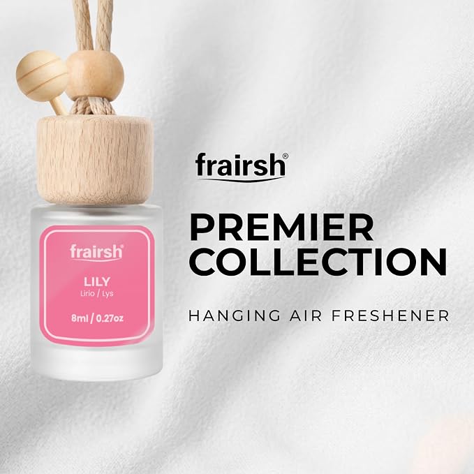 Hanging Car Air Freshener 3 Count, 8 ml Each, Lily Scent, Natural Odor Eliminator Essential Oil Diffuser, Gentle Soft Elegant Non-Overpowering Fragrance