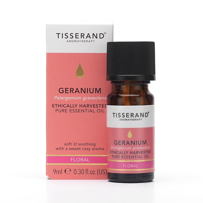 Tisserand Ethically Harvested Pure Essential Oil - 100 Percent Pelargonium Graveolens - Mood Balancer, Ideal for Dry and Oily Skin - Geranium - 0.3 oz