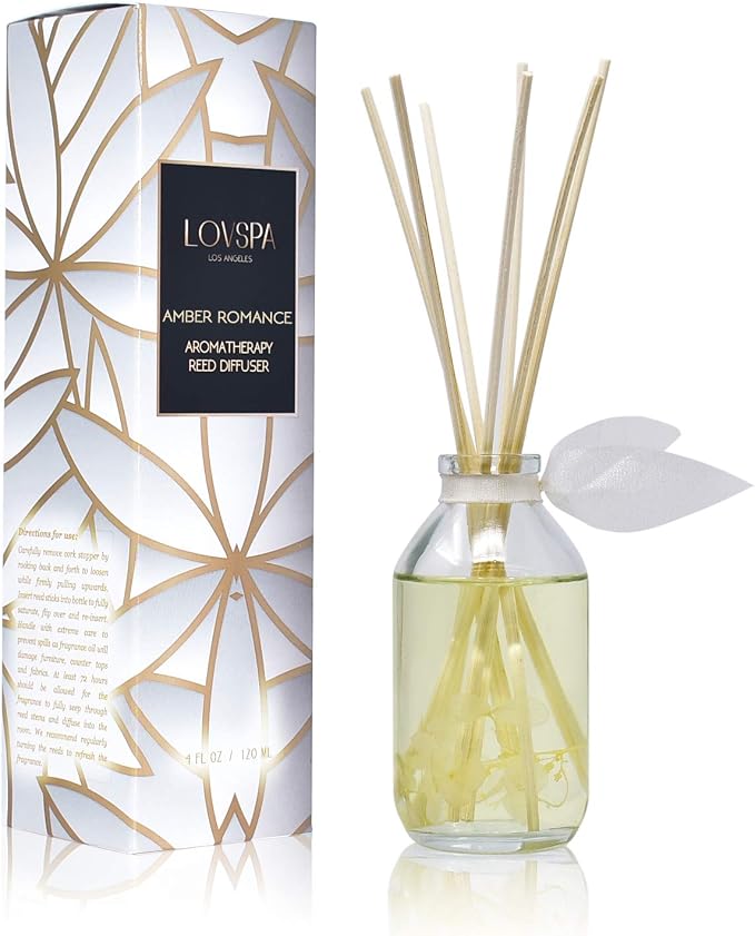 Amber Romance Diffuser Set, Hotel Scent, Home Fragrance, Shelf Decor | Amber, sandalwood, and white lily profile, entryway, guest bathroom, living room, home aroma