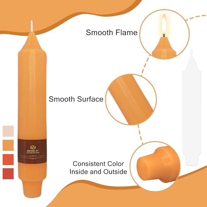 4 PCS Gradient Orange Taper Candlesticks 7 inch Unscented Tapered Candles Sticks for Home Holiday Wedding Party Decoration