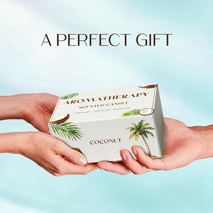 Coconut Scented Candles for Women, Soy Candle Gift Set, Tropical Coconut Candles, 2 Pack Aromatherapy Candles for Relaxing, Summer Home Decor
