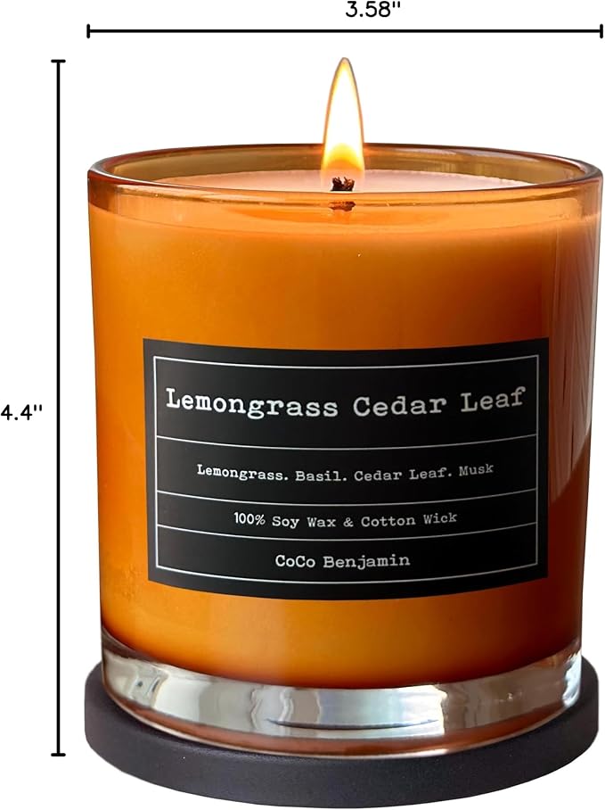 100% Soy, Highly Scented, Hand Poured Soy Candle (Lemongrass Cedar Leaf)