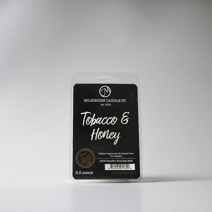 Milkhouse Candle Company Tobacco & Honey Soy Wax Melts - Cashmere & Honey | Amber | Sandalwood Scented - 5.5 oz, Hand-Poured, Premium Fragrance Oil, Made in the USA